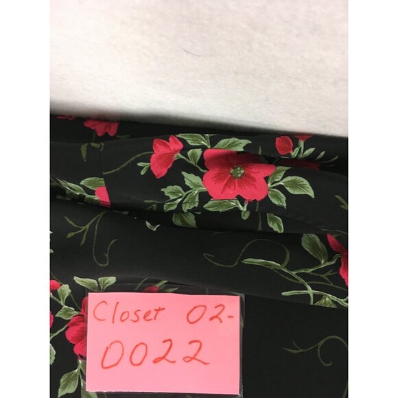 Betsy Lauren Womens Sleeveless Floral Dress Black With Red Flowers Size 14 Poly - Picture 12 of 12